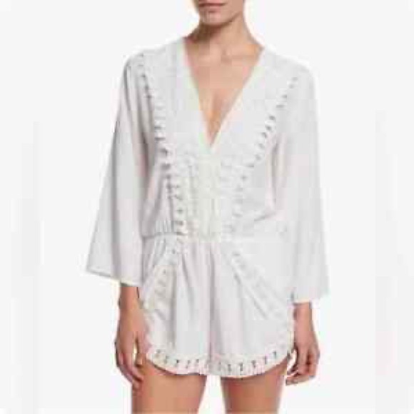 La Blanca Other - La Blanca white eyelet lace romper swimsuit cover up size medium